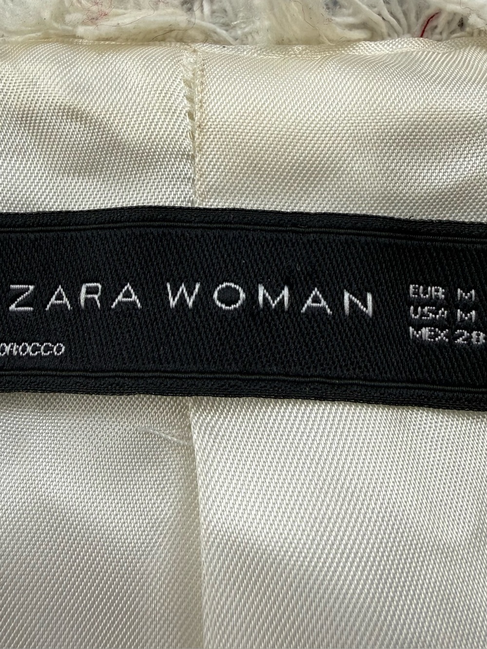Zara Woman Tweed Bouclé Blazer Women M White Red Black Jeweled Preppy - Picture 6 of 10